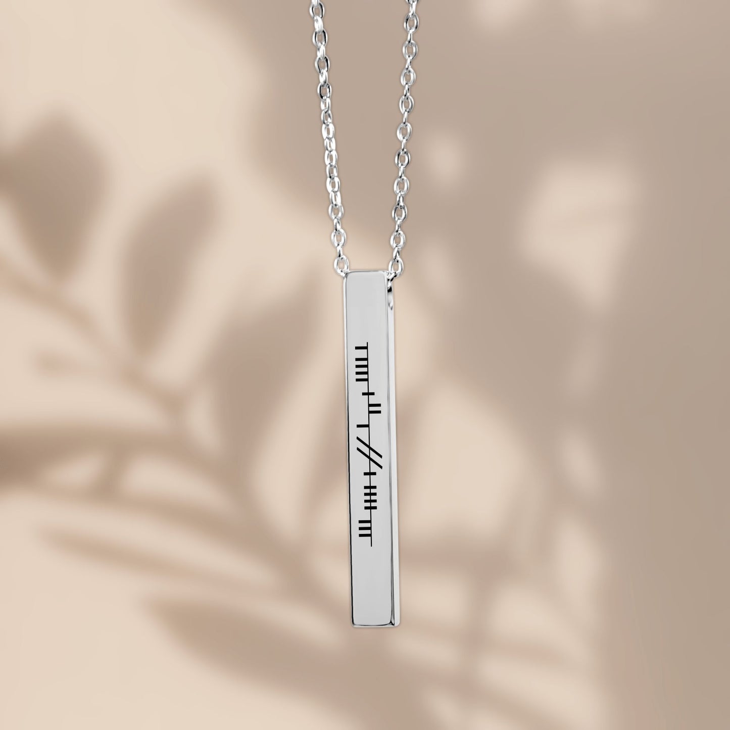 Ogham teaghlach (family) 3D Bar Necklace