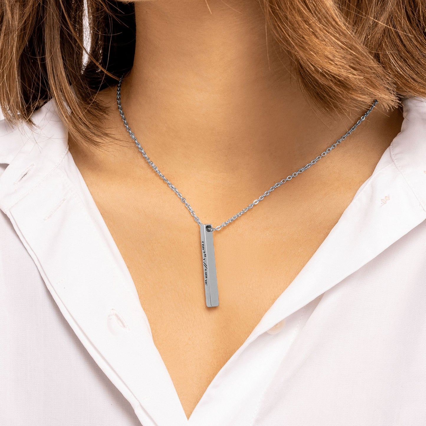 Ogham teaghlach (family) 3D Bar Necklace