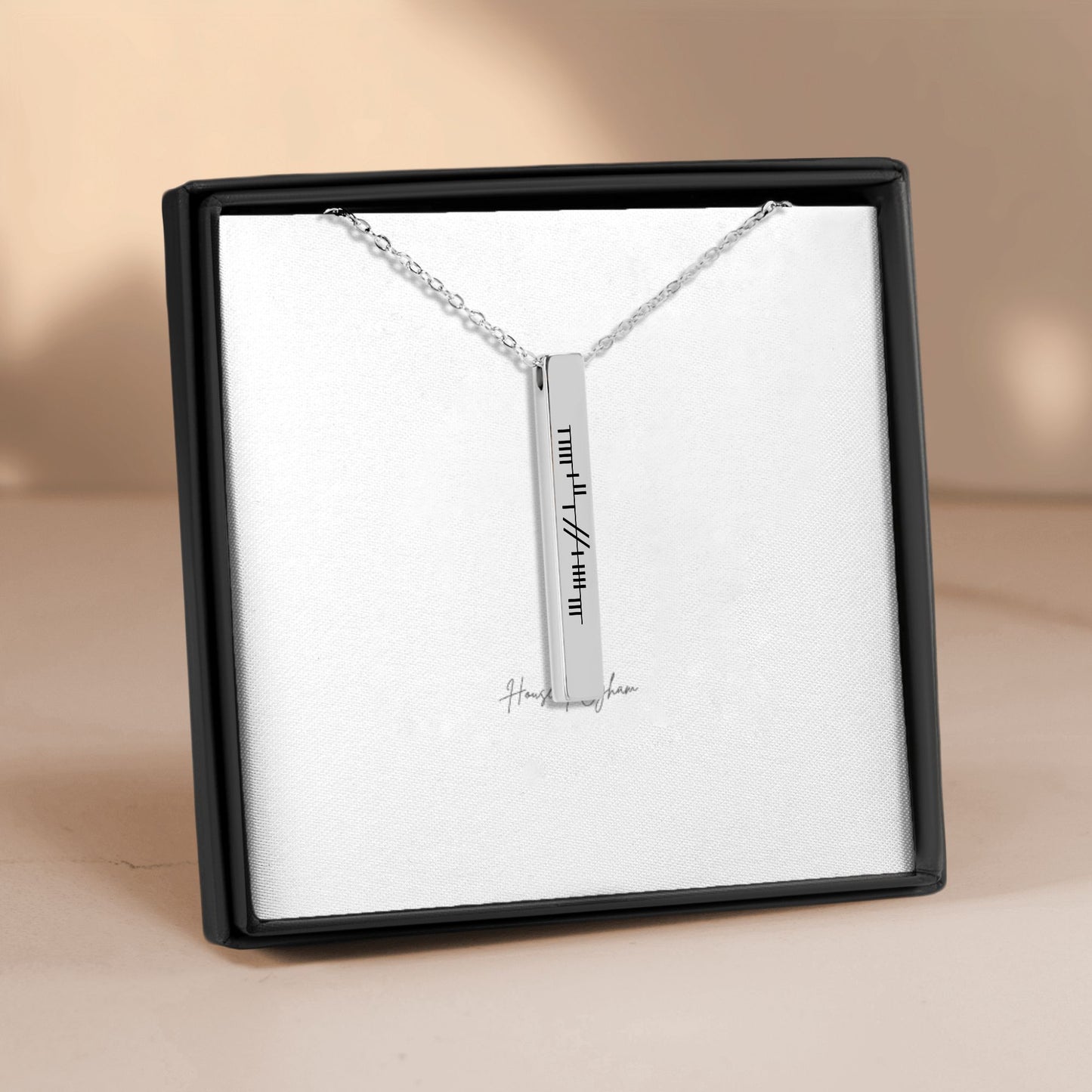 Ogham teaghlach (family) 3D Bar Necklace