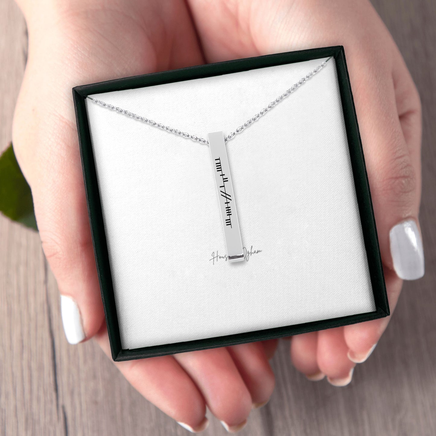 Ogham teaghlach (family) 3D Bar Necklace